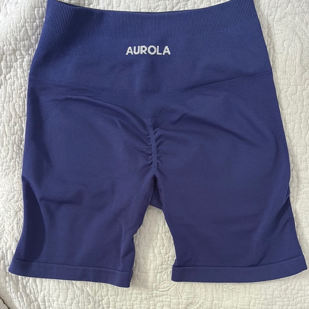 AUROLA Blue Bike Shorts with High Waistband